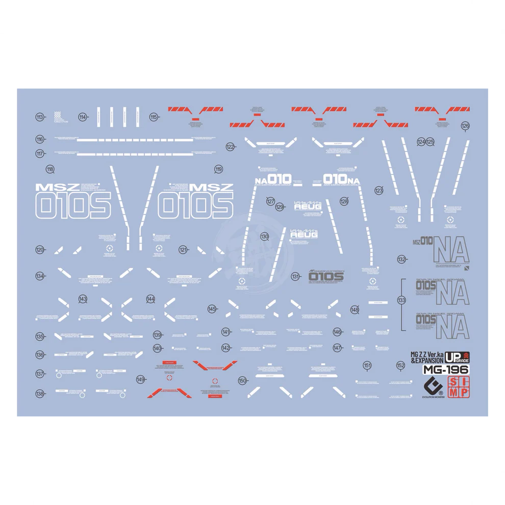EVO MG ZZ / Enhanced ZZ Gundam Ver.Ka Waterslide Decals [UV]