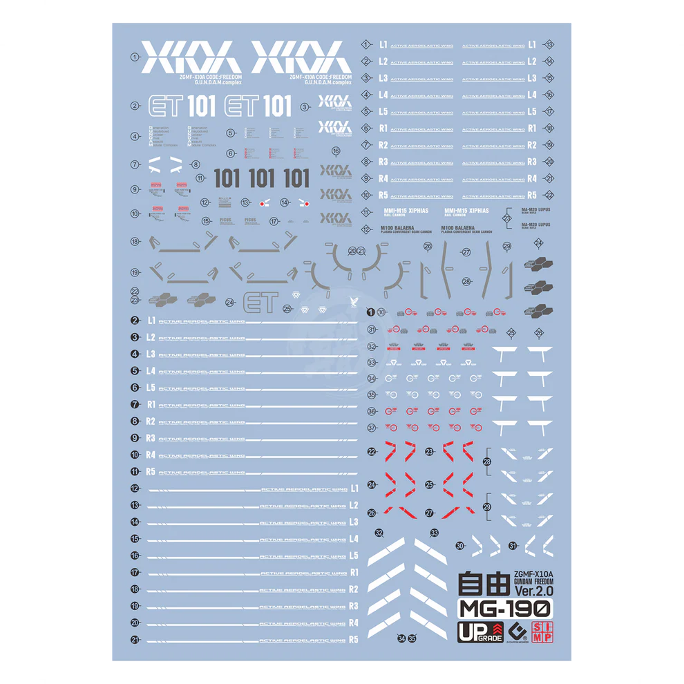EVO MG Freedom Gundam [Ver. 2.0] Waterslide Decals [UV]